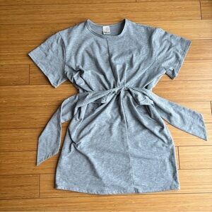 Mocking Jay boutique gray t-shirt tie waist mini dress